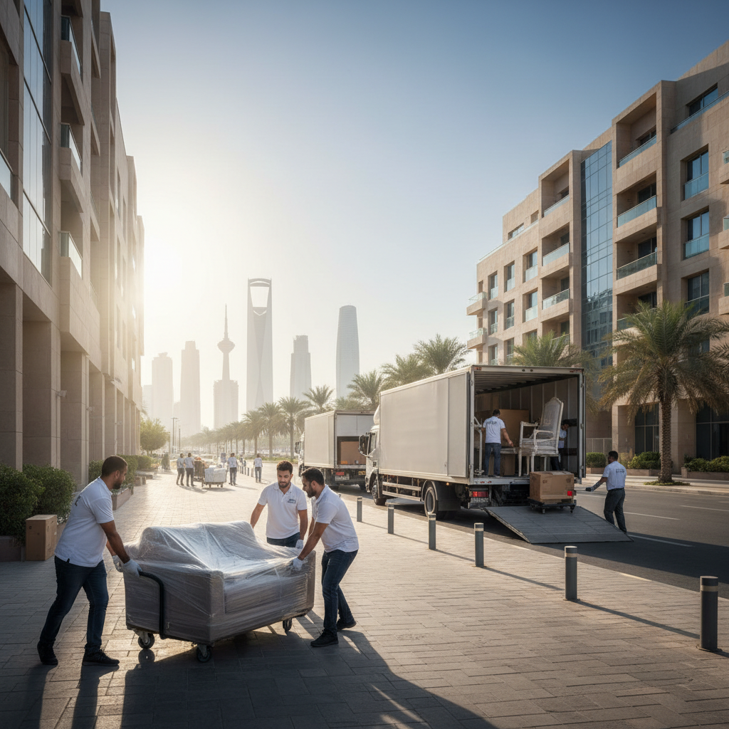 صورة لشاحنة حديثة لـ نقل عفش في الرياض مع فريق عمل محترف