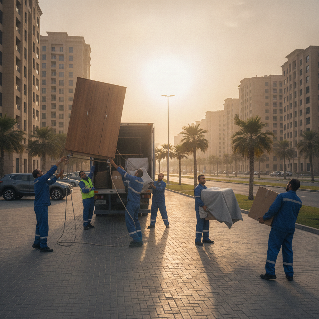 فريق عمل ارخص شركة نقل عفش بالرياض يقوم بتحميل الأثاث بحرص واحترافية