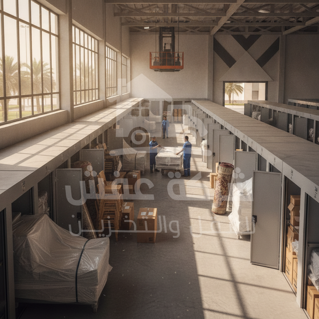 مستودع آمن ومجهز لتخزين عفش بالرياض بأسعار معقولة يحافظ على الأثاث من التلف.