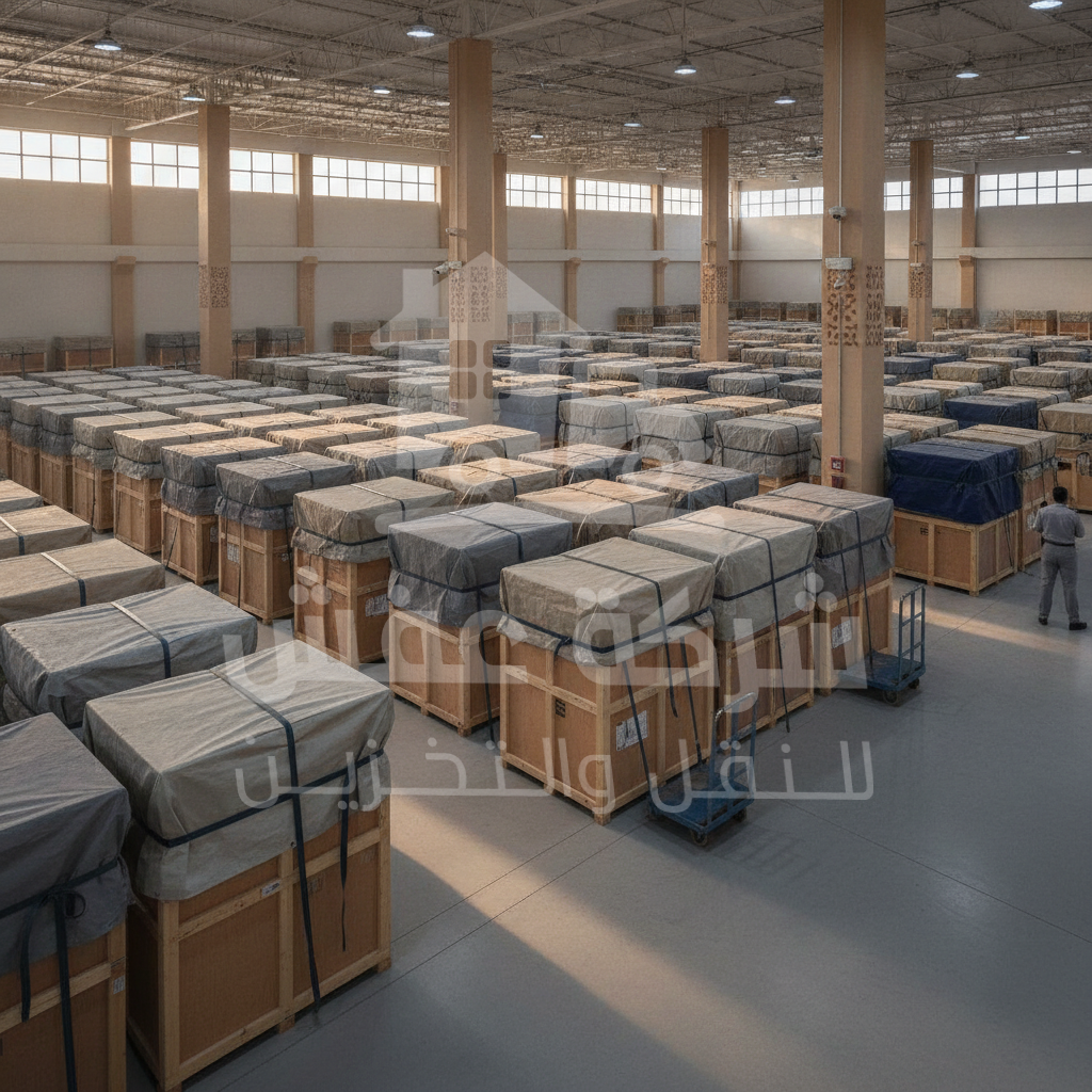 صورة لمستودع حديث ونظيف يوفر خدمة تخزين اثاث بالرياض بأمان وحماية كاملة لجميع ممتلكاتك.